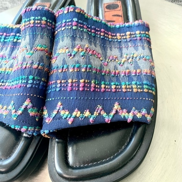 Inspired Soles ArtEffects 90s Slide Sandals y2k boho embroidered chunky Heel 9 - Picture 4 of 6